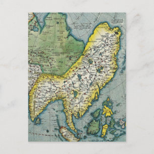 Early 16th Century Map of Asia Postcard