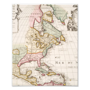 Early (1708) American Map ~ Vintage, L'Amerique Photo Print