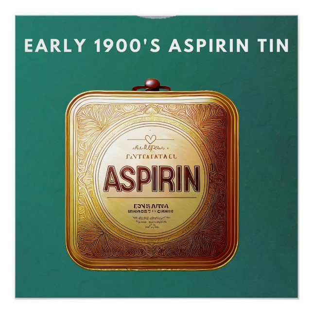 Early 1900's Aspirin Tin Poster (Front)