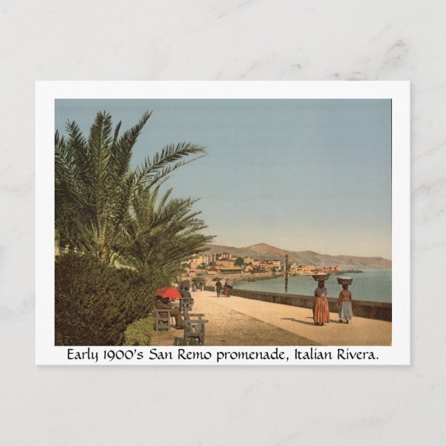 Early 1900's Italy, Promenade at San Remo  Postcard (Front)
