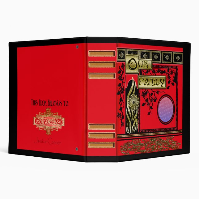 early 1900s style (red) 3 ring binder (Background)