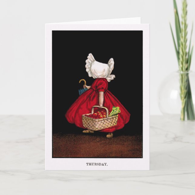 Early 1900's Thursday Sunbonnet Sue Greeting Card (Front)