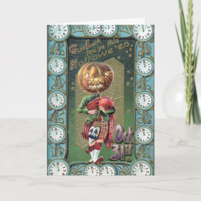 Early 1900s Vintage Halloween Greetings Holiday Card (Front)