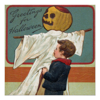 Early 1900s Vintage Halloween Greetings Poster
