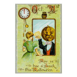 Early 1900s Vintage Halloween Greetings Poster