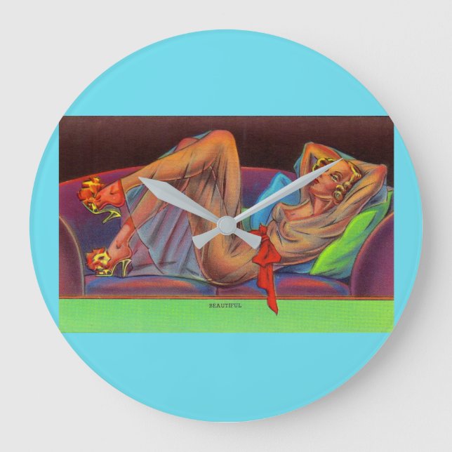 early 1940s Beautiful pin-up girl Large Clock (Front)