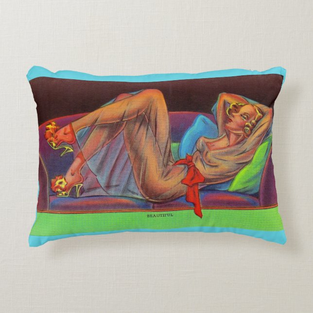 early 1940s Beautiful pin-up girl print Accent Pillow (Front)
