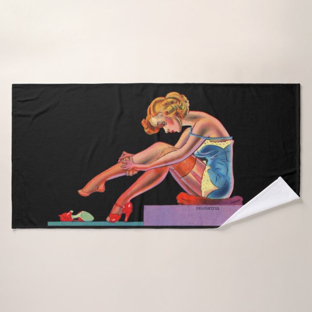 early 1940s Delightful pin-up girl Bath Towel Set (Bath Towel)