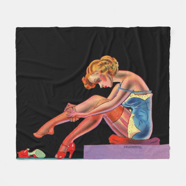 early 1940s Delightful pin-up girl Fleece Blanket (Front (Horizontal))
