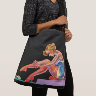 early 1940s Delightful pin-up girl print Crossbody Bag