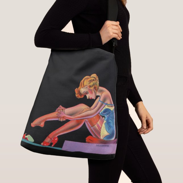 early 1940s Delightful pin-up girl print Crossbody Bag (Close Up)