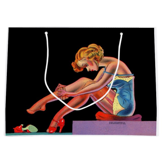 early 1940s Delightful pin-up girl print Large Gift Bag (Front)