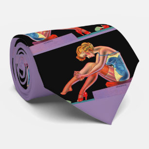 early 1940s Delightful pin-up girl print Neck Tie