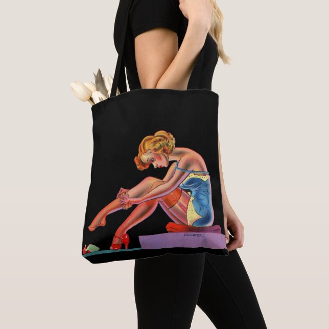 early 1940s Delightful pin-up girl print Tote Bag (Close Up)