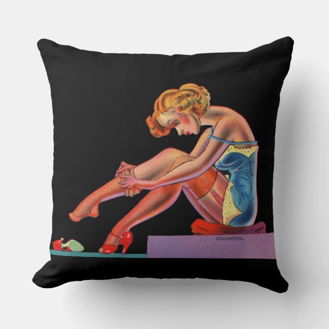 early 1940s Delightful pin-up girl Throw Pillow (Front)