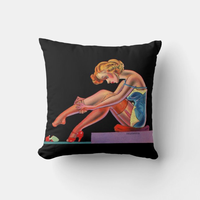 early 1940s Delightful pin-up girl Throw Pillow (Front)