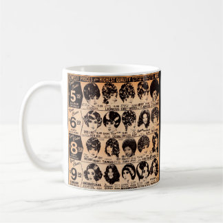 early 1970s wig advertisement coffee mug