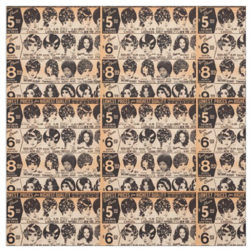 early 1970s wig advertisement fabric