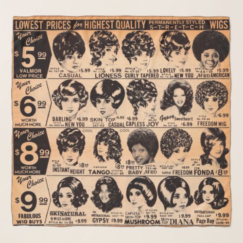 early 1970s wig advertisement scarf
