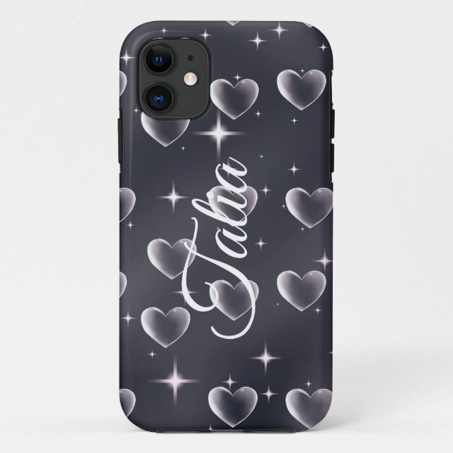 Early 2000s Black And White Heart Old School Art Case-Mate iPhone Case (Back)