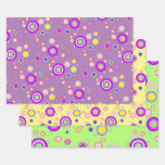 Early 2000s Colourful Circles Geometrical Pattern Wrapping Paper Sheets