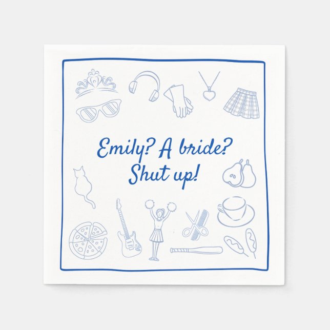 Early 2000's y2k cute Princess Bachelorette Custom Napkins (Front)