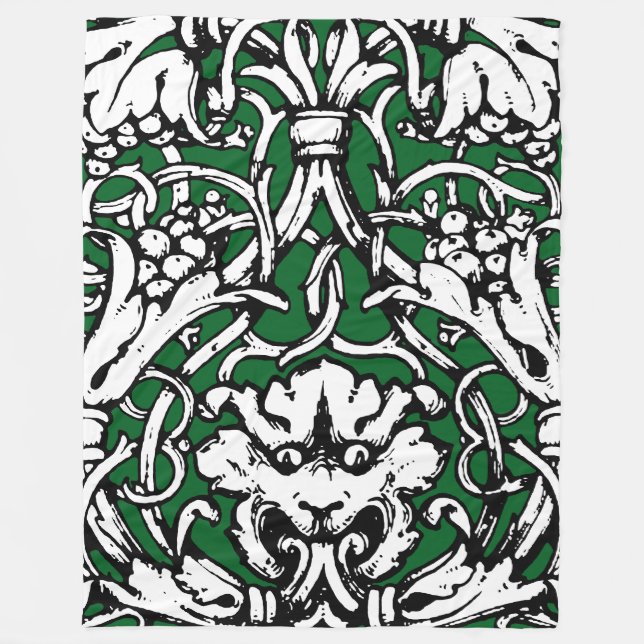 Early 20th Century Knotwork Lion Fleece Blanket (Front)