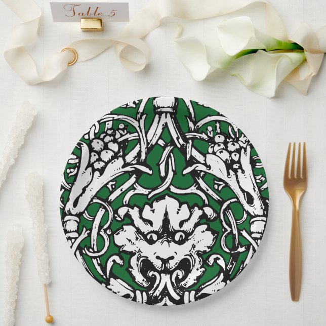 Early 20th Century Knotwork Lion Paper Plates (Wedding)