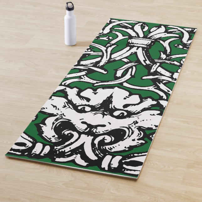 Early 20th Century Knotwork Lion Yoga Mat (In Situ)