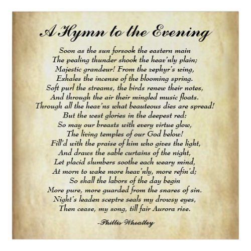 Early African American Poem A Hymn to the Evening Acrylic Print