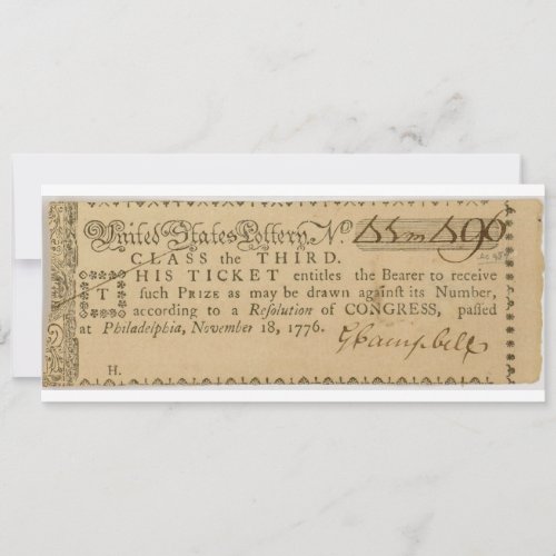 Early American Revolutionary War Lottery Ticket