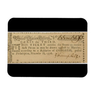 Early American Revolutionary War Lottery Ticket Magnet