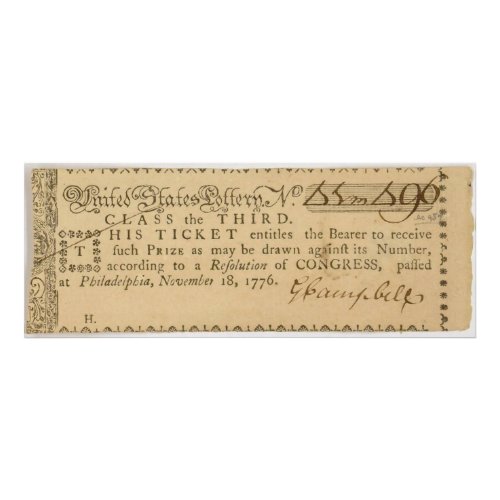 Early American Revolutionary War Lottery Ticket Photo Print