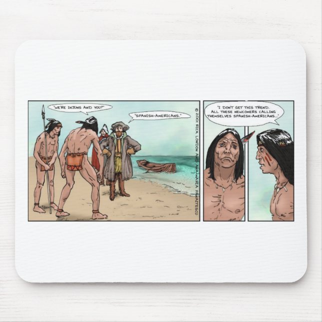 Early American Settlers Offbeat Cartoon Gifts Mouse Pad (Front)