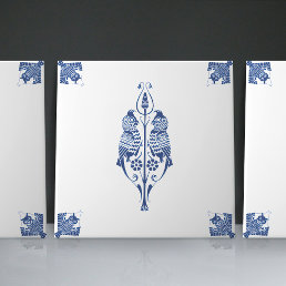 Early Art Nouveau Dutch Delft Blue Creatures Ceramic Tile