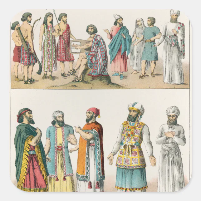 Early Asiatic Dress, from 'Trachten der Square Sticker | Zazzle