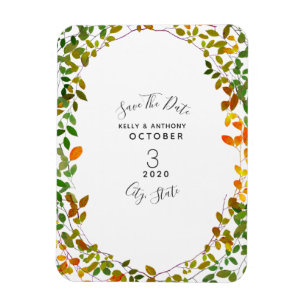 Early Autumn Botanical Wedding Save The Date Magnet