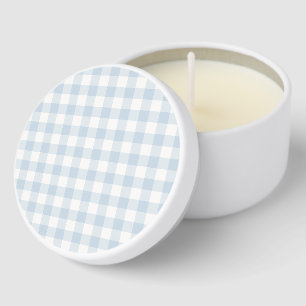 Early Autumn Classic Gingham Dusty Blue Mini Candle Favors