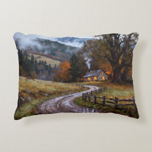 Early Autumn Evening, Cozy Cottage Accent Pillow