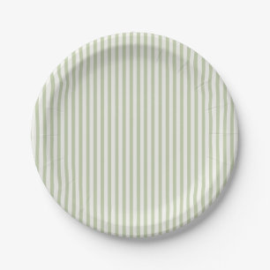 Early Autumn Heritage Stripes Soft Olive Paper Plates