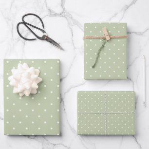 Early Autumn Polka Dots Micro Soft Olive Wrapping Paper Sheets