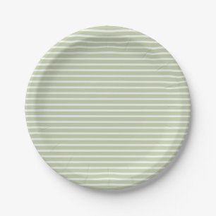 Early Autumn Refined Stripes   Soft Olive ll Paper Plates