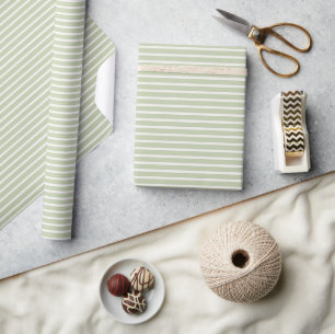 Early Autumn Refined Stripes Soft Olive ll Wrapping Paper