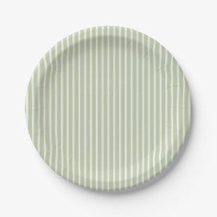 Early Autumn Refined Stripes   Soft Olive Paper Plates