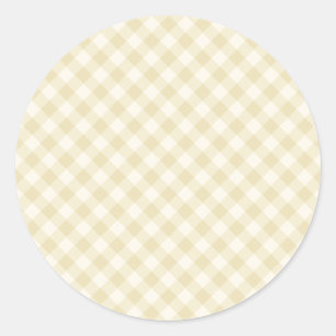 Early Autumn Retro Gingham Golden Wheat Classic Round Sticker
