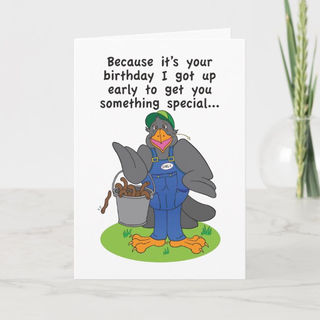 Early Bird Humorous Birthday Card (Front)