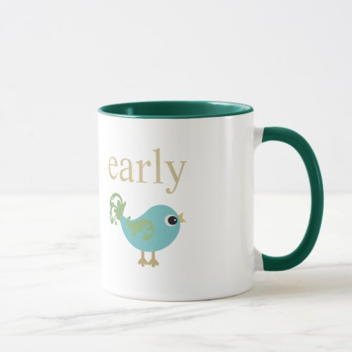 Early Bird with Blue and Gold Birdie Personality Mug