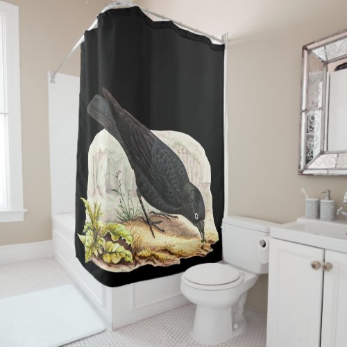 Early Birds Blackbird Raven Shower Curtain