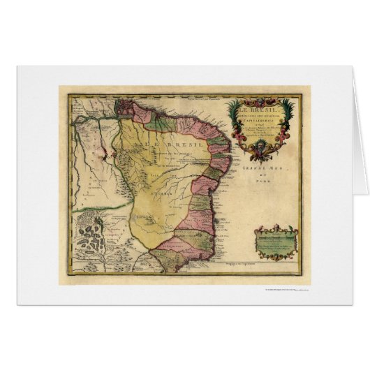 Early Brazil Map 1719 Cards (Front Horizontal)
