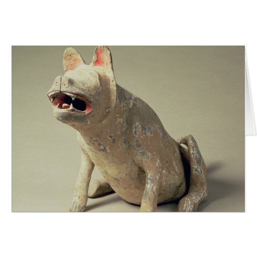 Early Chinese pottery seated dog, tomb Cards (Front Horizontal)